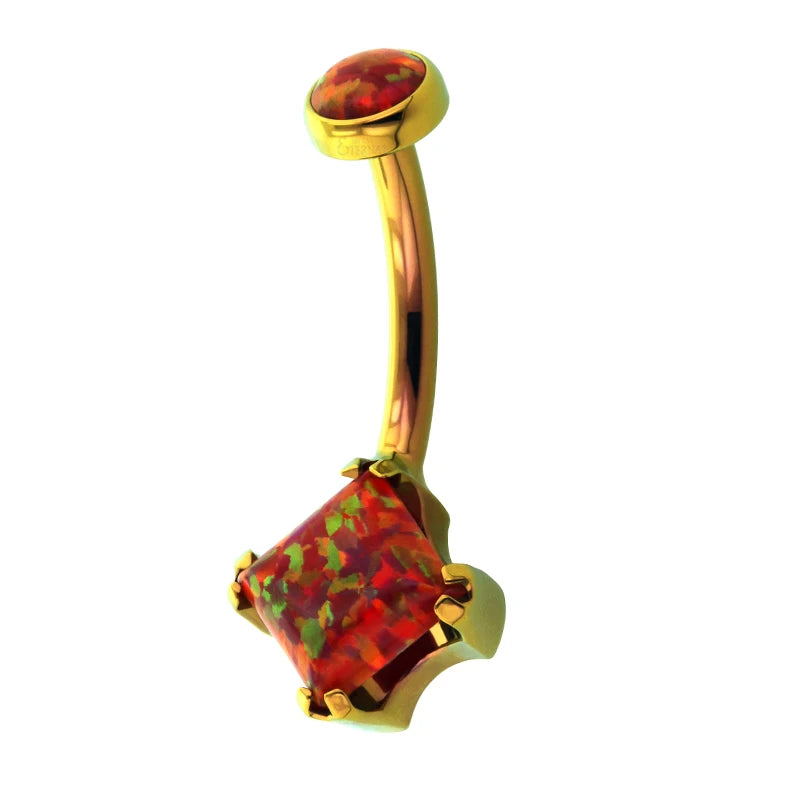 Eternal Metal Implant Grade Titanium Internally Threaded Top Round Bezel Set Opal Cluster Belly Button Navel Rings Body Jewelry