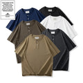 Summer New Men 100% Cotton Knitted T-Shirt Loose Casual Short Sleeve Henry Neck Plain Solid Eco-Friendly Design Wholesale Bulk
