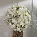 Handmade Green Leaves White Rose Flower Ball Table Centerpiece Wedding Decoration Fabric Placement Setting for Party Events