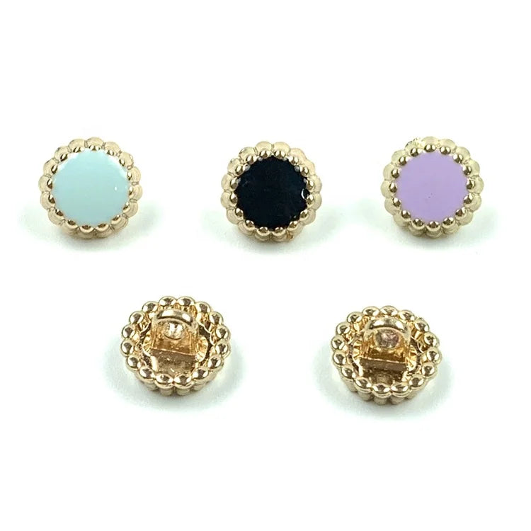 Women's Fashion Round Pattern Blouse Alloy Buttons Metal Button Down