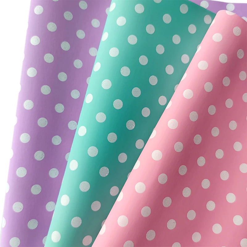 30x135cm Polka Dot Vintage Design Colorful Contrast Color Pu Synthetic Leather Roll