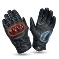 Custom Logo Goatskin Vintage Yellow Black Motorcycle Riding Gloves Touchscreen Adjustable Wrist Strap for Outdoor Sports