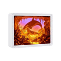 Orca Whales Art Pictures Wall Hanging Frame 3D Paper Cut Light Shadow Box Kids Bedroom Wall Decor Picture Art