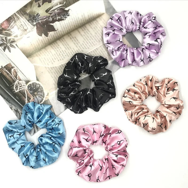 Fashion Satin Scrunchies Glossy Geometric Style Sports Ponytail Hair Ties for Women