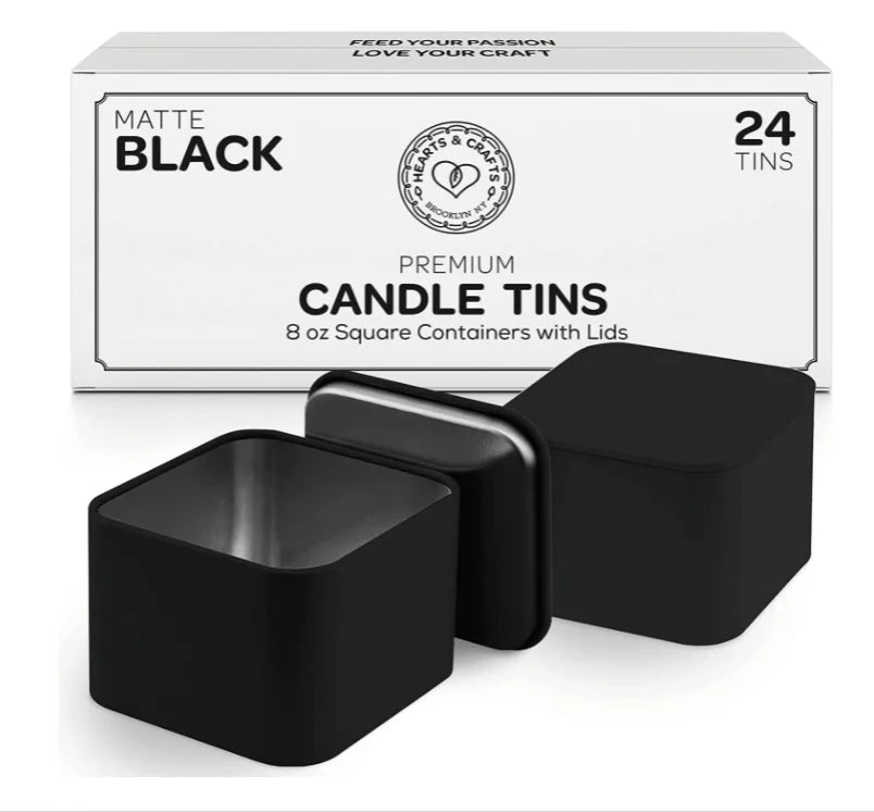 Luxury Elegant Empty 4 oz Black 8oz square Candle Tin Container Seamless square Tins for Candles Vessels with Lid