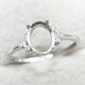 Sterling Silver 7*9mm Semi Mount Ring Empty Frame Blank Support Claw Setting S925 Base Holder Without Center Stone for DIY Inlay