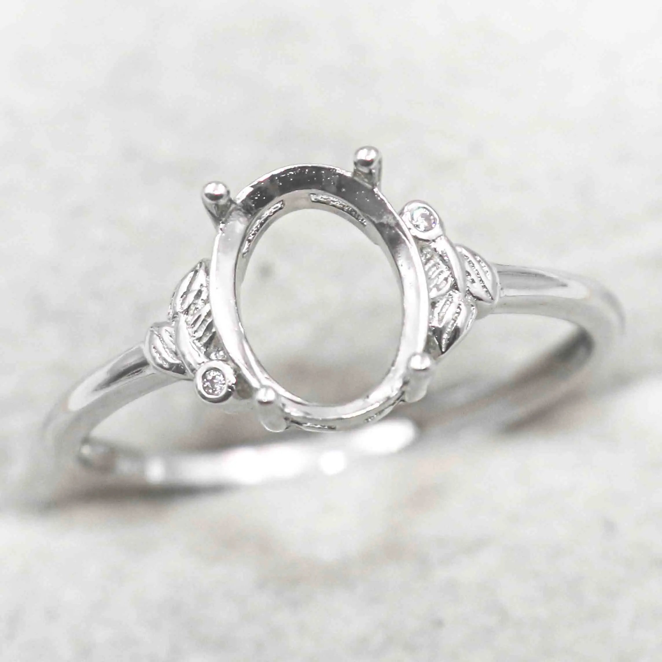 Sterling Silver 7*9mm Semi Mount Ring Empty Frame Blank Support Claw Setting S925 Base Holder Without Center Stone for DIY Inlay