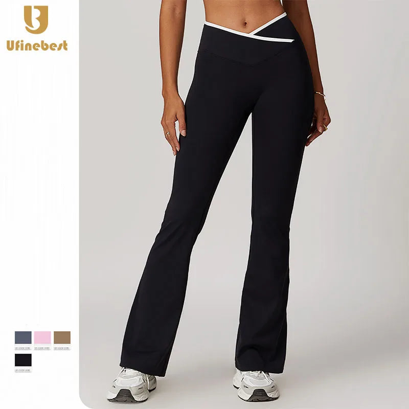 Women Yoga Sportswear Fitness High-waisted V-cross Wide-leg FlaresSports Leggings Yoga Running Gym Girls Leggings for Women