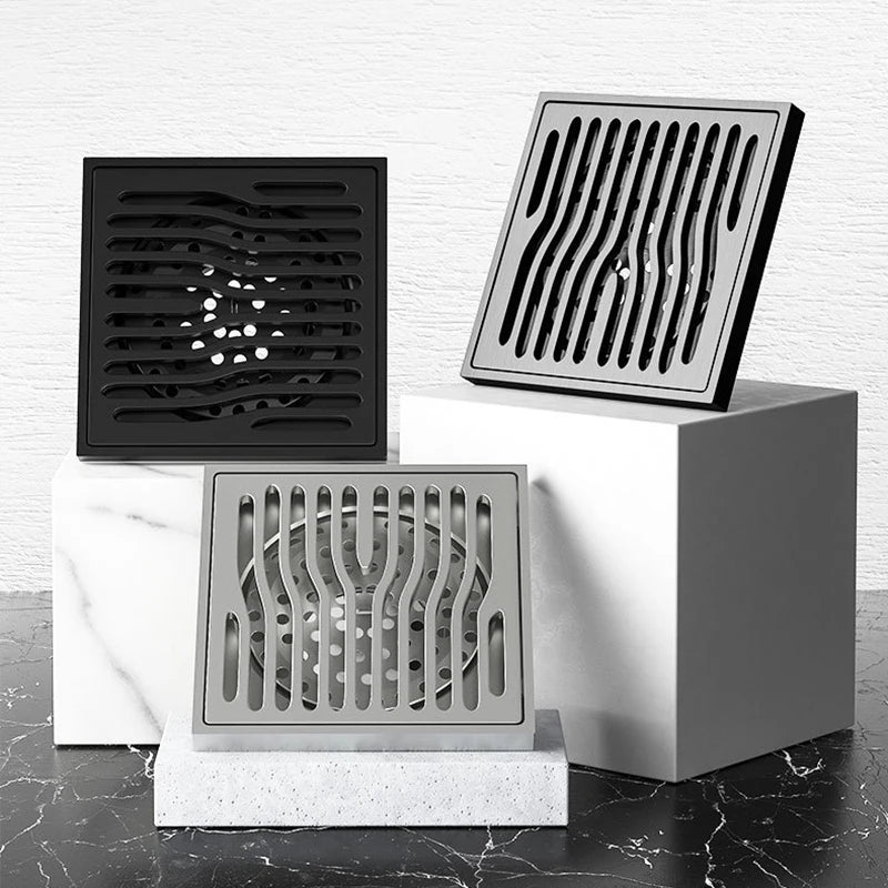 Modern Design Square Chrome Plated Shower Floor Drain Full Brass Bathroom Kitchen Waste Drainer Accessories for Home Hotel Use