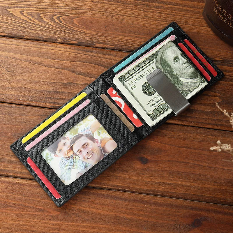 Custom Gifts PU RFID Blocking Striped Card Holder Extra Large Capacity Elastic Money Clip Minimalist Slim Credit Card Vertical