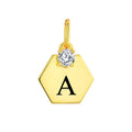 YILUN Personalized Initial Hexagon Pendant 925 Sterling Silver Classic Cubic Zirconia 18K Gold Plating Alphabet Pendant Jewelry