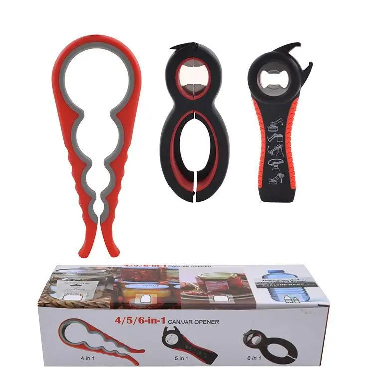 Hot Selling Multi-Function Plastic & Stainless Steel Kitchen Can Opener Set with Eco-Friendly Design Bottle Lid and Jar Opener