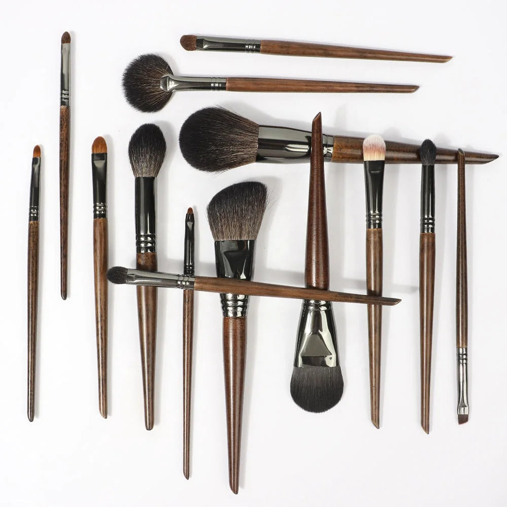 ZH 14pcs Goat Hair Natural Hair Wholesale Custom Logo Foundation Luxury Professional Private Label Custom Makeup Brushes for Lip