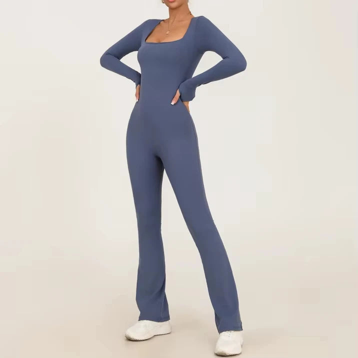 Summer Workout Jumpsuit Women Gym Clothing Running Fitness Suits Gym Flare Leg Jumpsuit