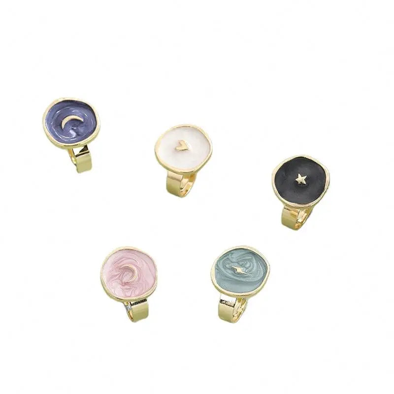 Dream Love Moon Star Earrings Ring Necklace Three-Piece Set