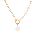 New Jewelry Stainless Steel Spring Lock Half Paperclip Chain Freshwater Pearl Necklace for Women