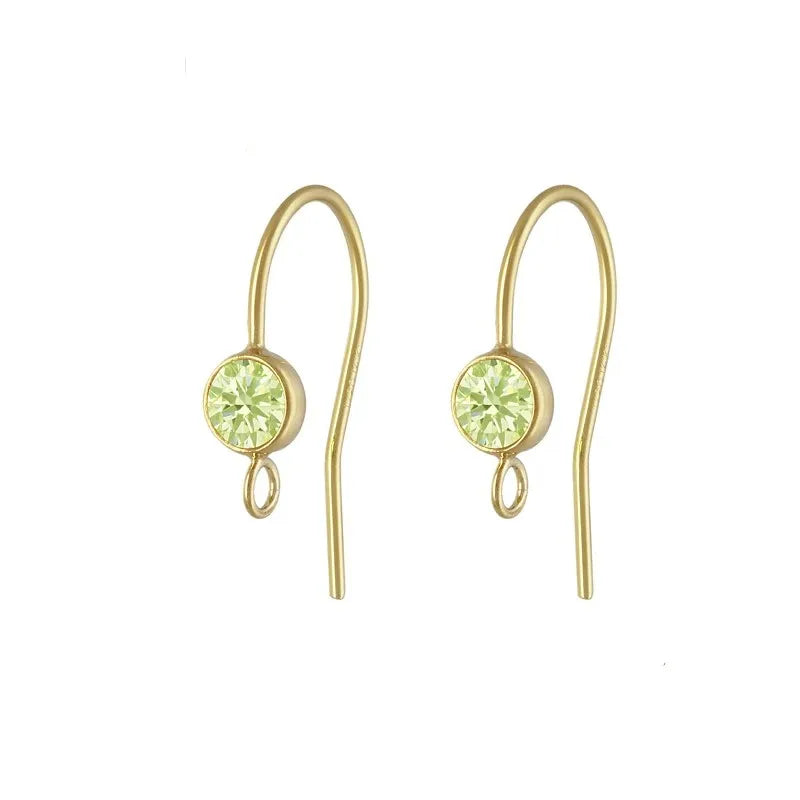 Real 14K Gold Filled 4mm AAA Zircon GF Bezel Earring Hooks for Jewelry Making Wholesale Findings Accessories with Open Ring