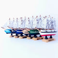 10cm Boat Ship Mediterranean Home Nautical Crafts Decor Wooden Small Sailboat Sail Ship Model Boats Cake Decoration