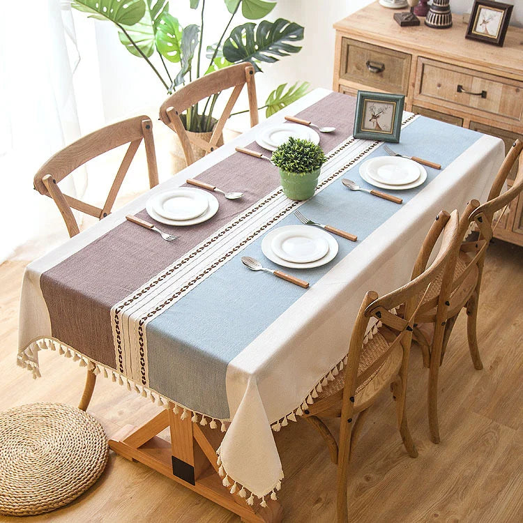Wholesale Rectangle Refreshing Luxury Lace Fabric Table Clothes Round Waterproof Linen Table Cloth//