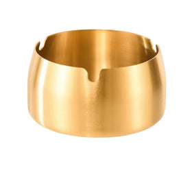 Custom Silver and Gold Metal Ashtray for Pub Restaurant Round Stainless Steel Cigar Ashtray