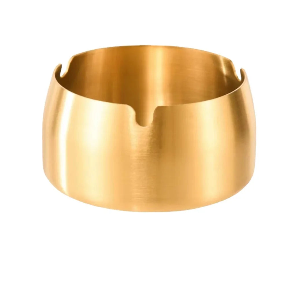 Custom Silver and Gold Metal Ashtray for Pub Restaurant Round Stainless Steel Cigar Ashtray