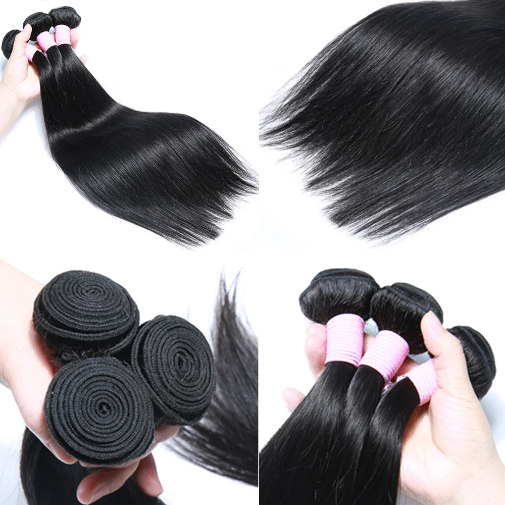 Originaleuwellty Long 50 Hair Bundles Wave Good Quality Bundles Hair Vendors Brazilian Bundle Deal and Frontal Silky Straight