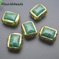 18K Gold Plated Square Shape Synthetic Malachite Stone Beads for DIY Fashion Woman Jewelry Bracelet Necklace Making