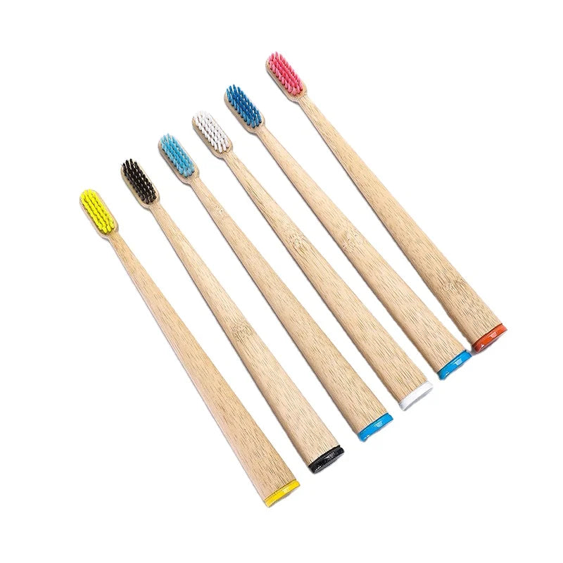 Customized logo Conical Bamboo Toothbrush Colorful Cone Sustainable Cepillo Bamboo Toothbrushes