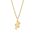 Chris April PVD Gold Plated 316L Stainless Steel Snake Pendant Rope Chain Necklace