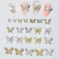 Paso Sico New Design Mini Alloy Crystal Stone 3d Butterfly Accessories for Nail Art Decorations Nail Charms