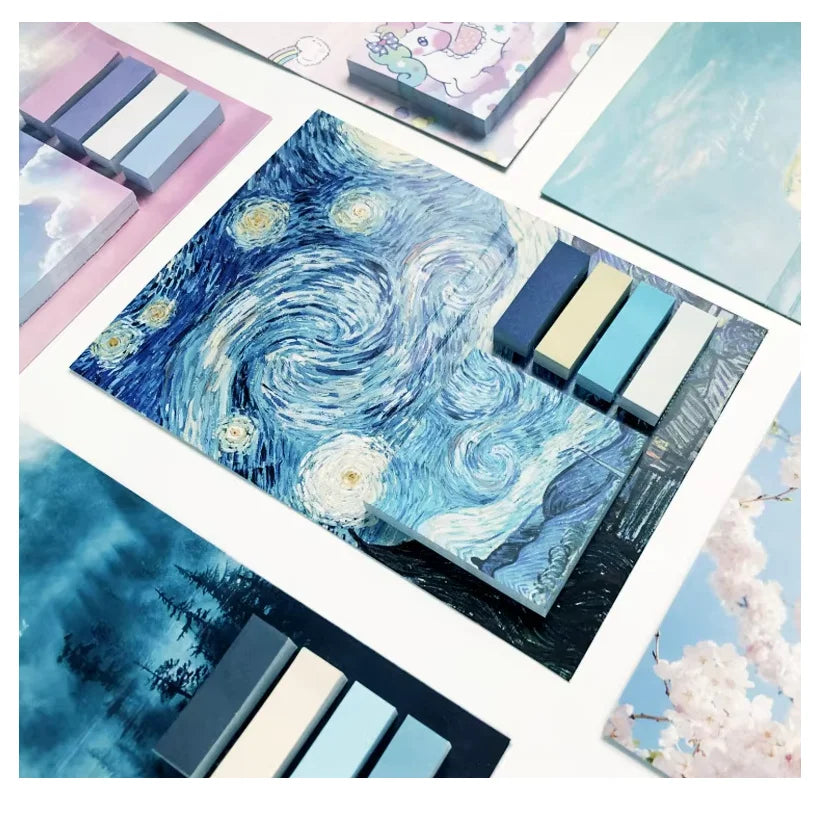 Creative Oil Painting Series School Student Block Sticky Notes Landscape Wholesale Memo Pad Index Label Stationery Customize