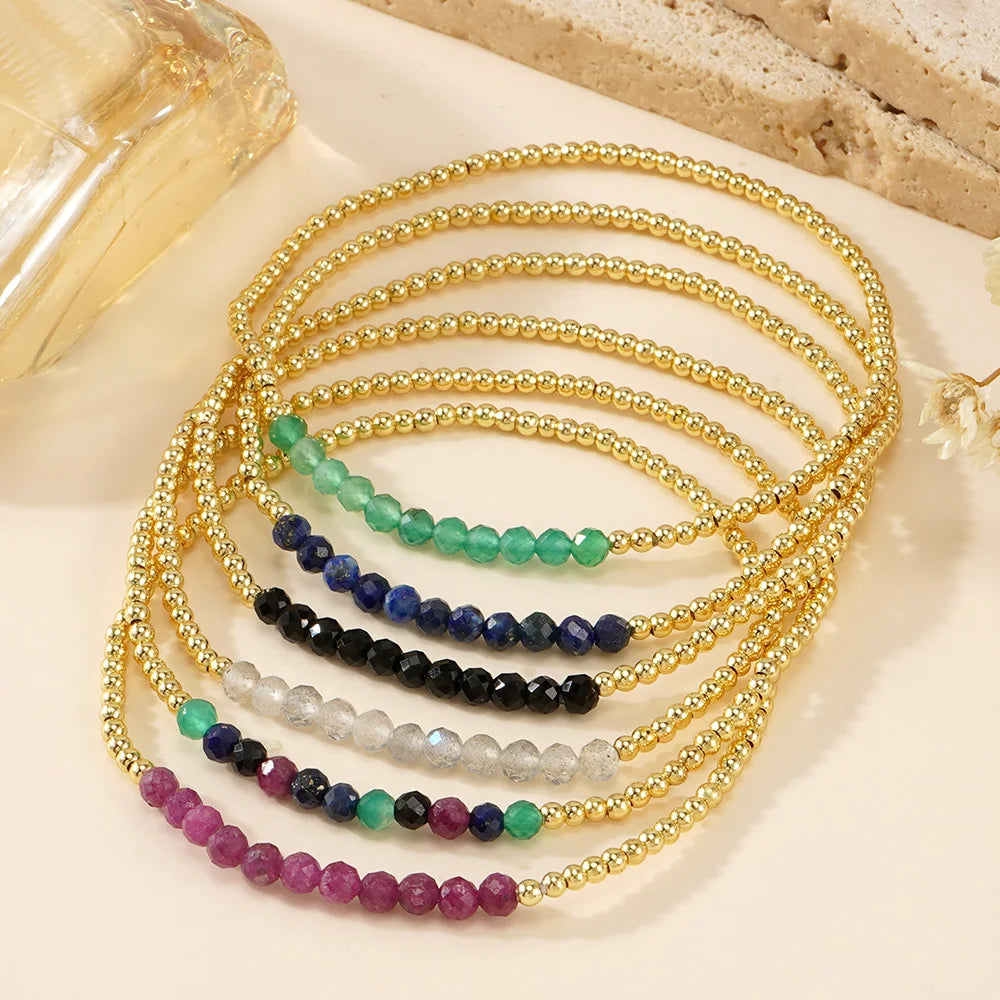 Go2boho 18K Gold Plated Beaded Bracelets Women Multicolor Natural Stone Fine Bangle Wholesale Fashion Party Friendship Gifts