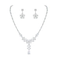 Weiman New Arrival Wedding Bridal Jewelry Set Rhodium Silver Plated Flowers with Cubic Zirconia for Gift Made of Brass