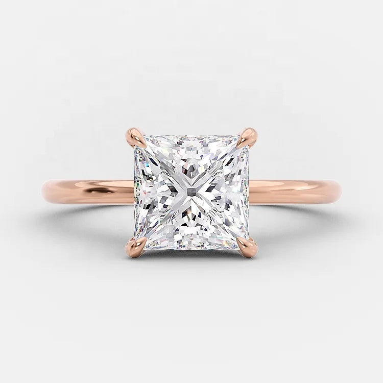 Wholesale 2ct Princess Cut Diamond Rings Customized 18K True Gold Classic IGCI Certified for Weddings Anniversaries Grown