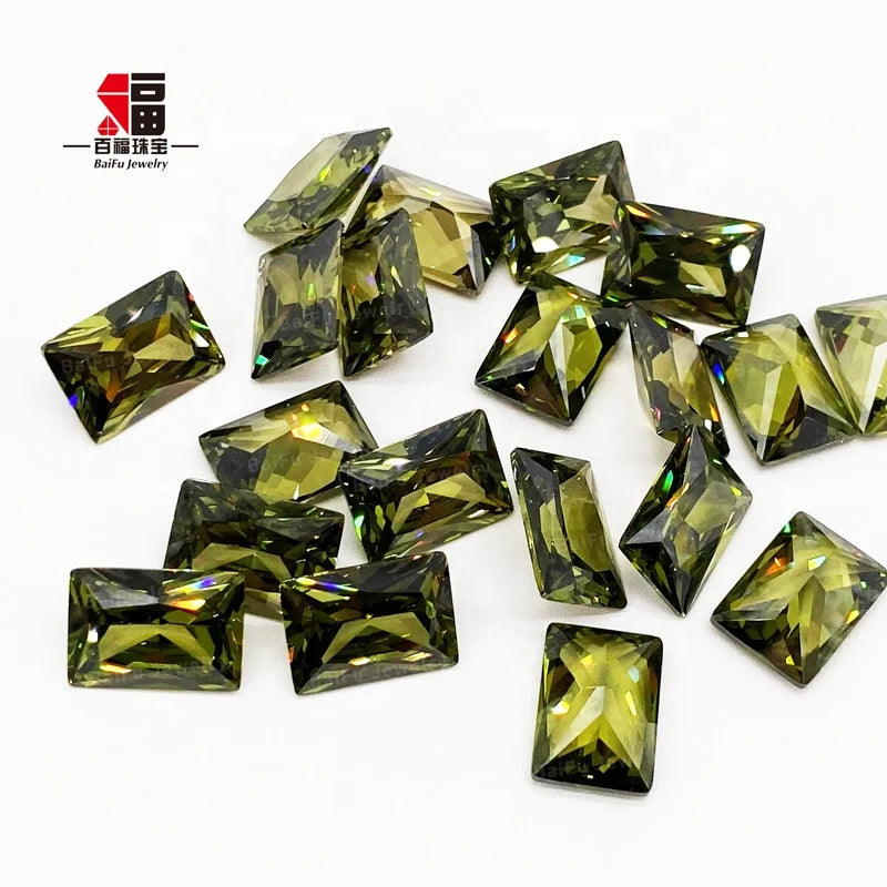 Baifu Jewelry Loose Gemstone Machine Cut Olive Baguette Cubic Zirconia for Jewelry