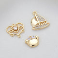 Factory Wholesale 14K Gold Plated Jewelry Making Charms Zircon Boat Charm Heart Shape Crab Pendant Necklace Jewelry Findings