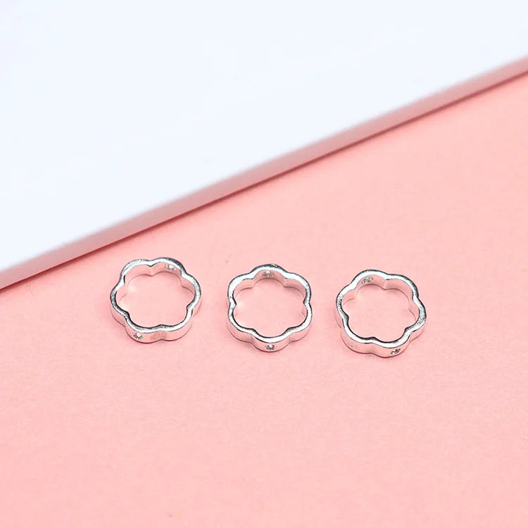 Summer Jewelry Beaded Sliver 925 Beads Frame Pendant Blank Setting Bezel Gemstone Making Beads for Bangles