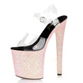 New bag bottom color sequins sexy thin heels 20 cm stripper Gothic high heels 8 inch summer women's large sandals