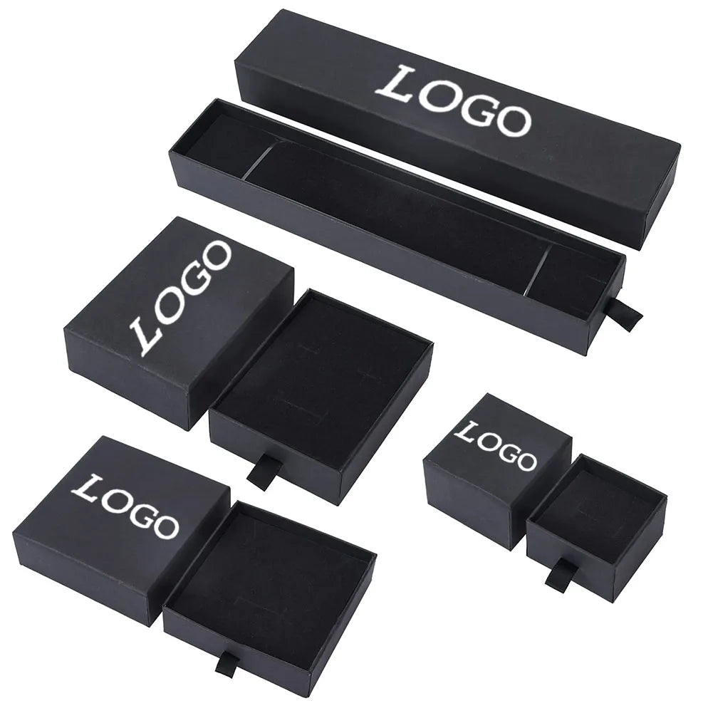 Hot Selling High-End Black Jewelry Gift Box Environmentally Friendly Recyclable and Reusable Kraft Paper Box