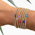 Go2boho Waterproof Evil Eye Bead Bracelet Set Adjustable 18K Gold Beaded Friendship Bracelets for Women Summer Jewelry
