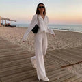 Summer Hot Clothing Long Sleeve Loose Trousers Suit Lounge Wear Pants Casual Two Piece Set 2022