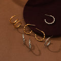 Rhinestone Hoop Earrings Women Stainless Steel PVD Gold Plated Waterproof Eye Shaped Stainless Steel Gold Hoop CC Earrings