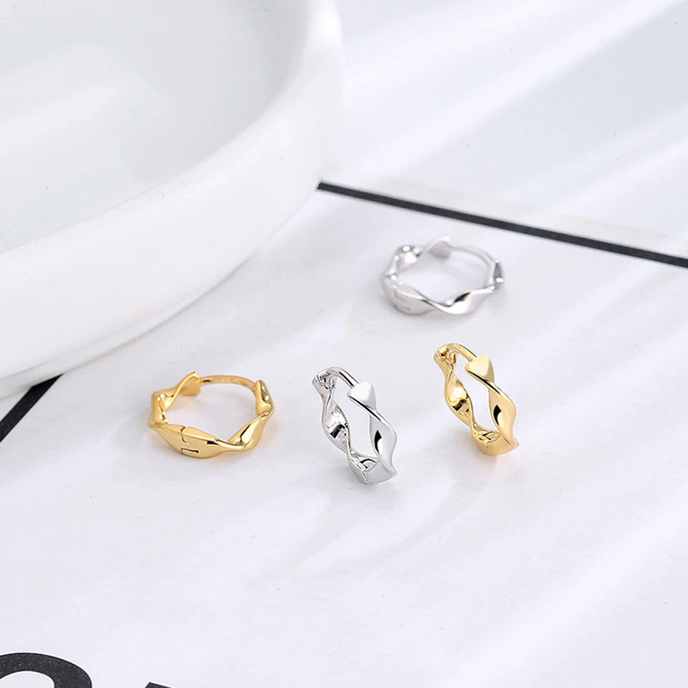 Fashion Jewelry 925 Sterling Silver 18k Gold Plated Minimalist Irregular Mobius Twisted Hoop Earrings for Women