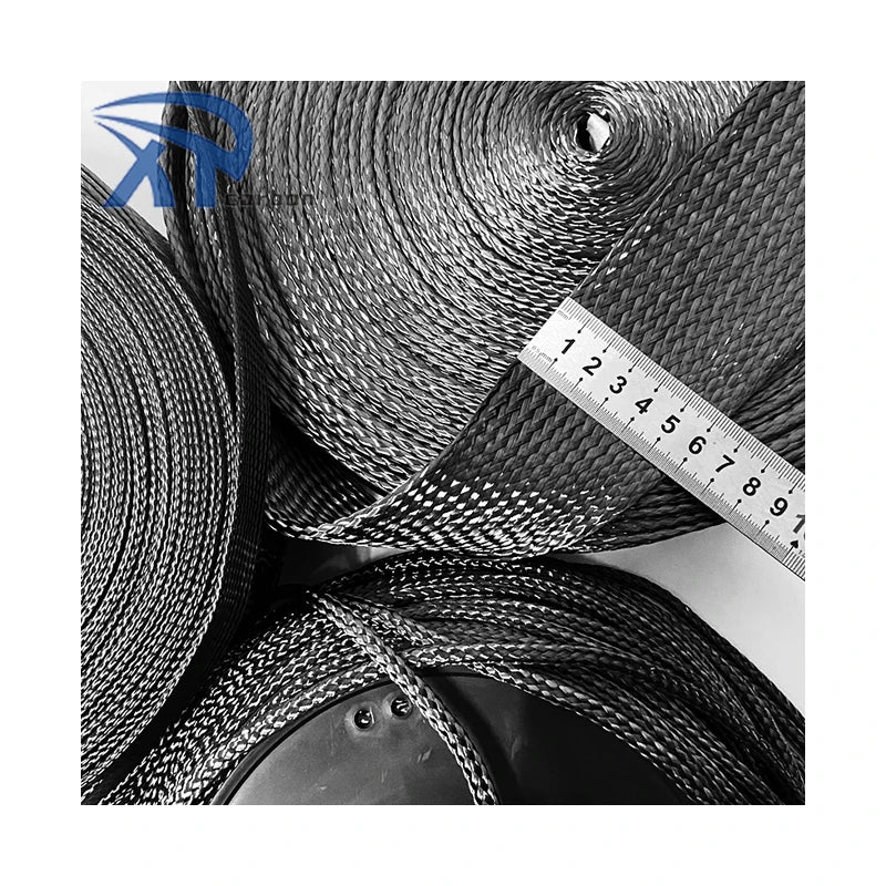 Carbon Fiber Yixing Zhongfu 30mm Durable Expandable Carbon Fiber Braided Sleeve  Wire Harness Sleeve 35mm