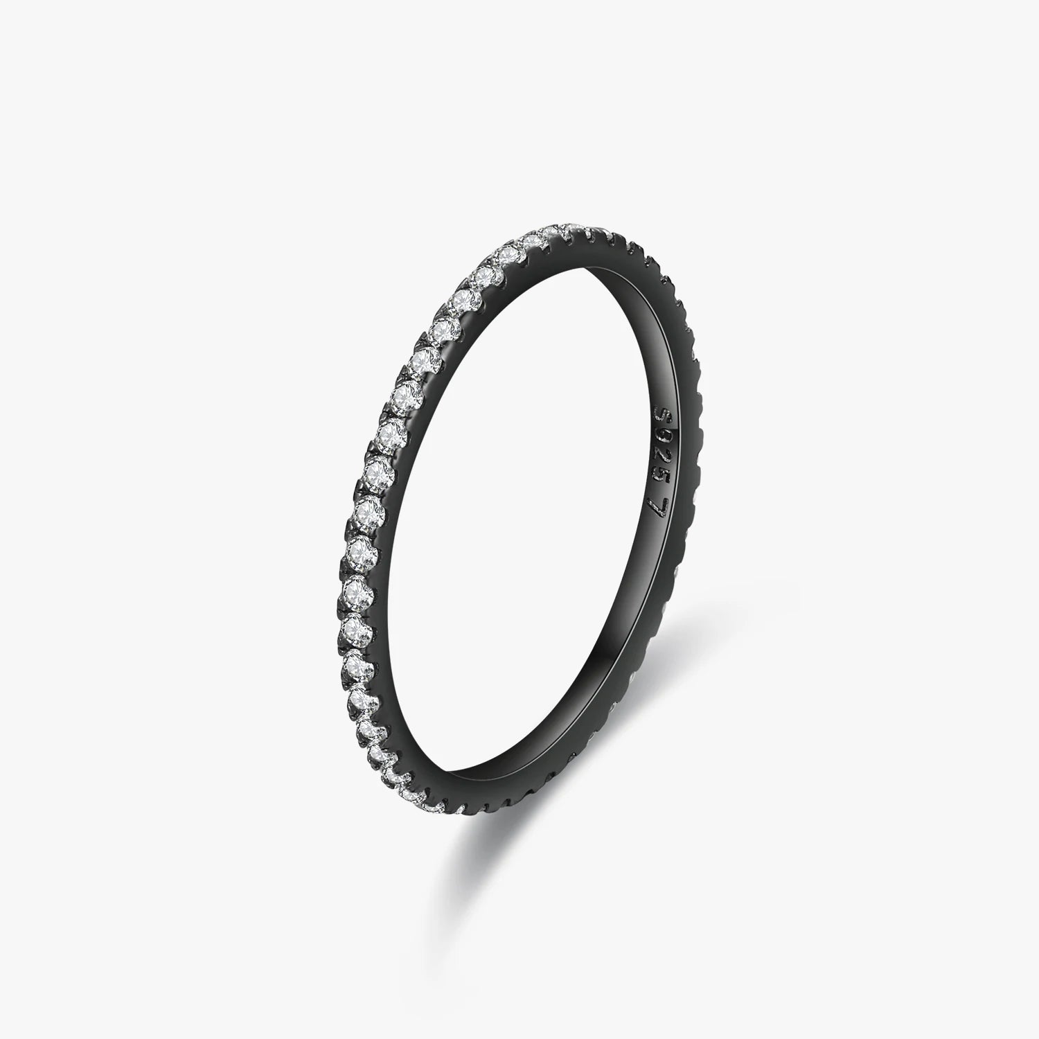Exquisite Punk Rock Black Ring 925 Sterling Silver Finger Rings Charm Clear CZ Finger Rings for Women Girls Fine Jewelry