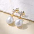 Fashion Simple Freshwater Pearl Studs Earrings Fine Jewelry Elegant 925 Sterling Silver Inlay Zircon Pearl Earrings for Women