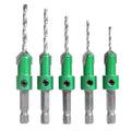 DZ 5-Piece Countersink Drill Bit Set for Wood High Speed Steel Carpentry Reamer with 1 Free Hex Key Wrench for Woodworking