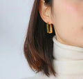 Luxury Gold Plated 316 Stainless Steel Smooth Hoop Stereoscopic Globe Earring for Women Null