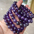 Natural Lucky Stone Stretch Ball 6mm 8mm Healing Amethyst Crystal Gemstone Bead Trendy Anniversary Bracelet