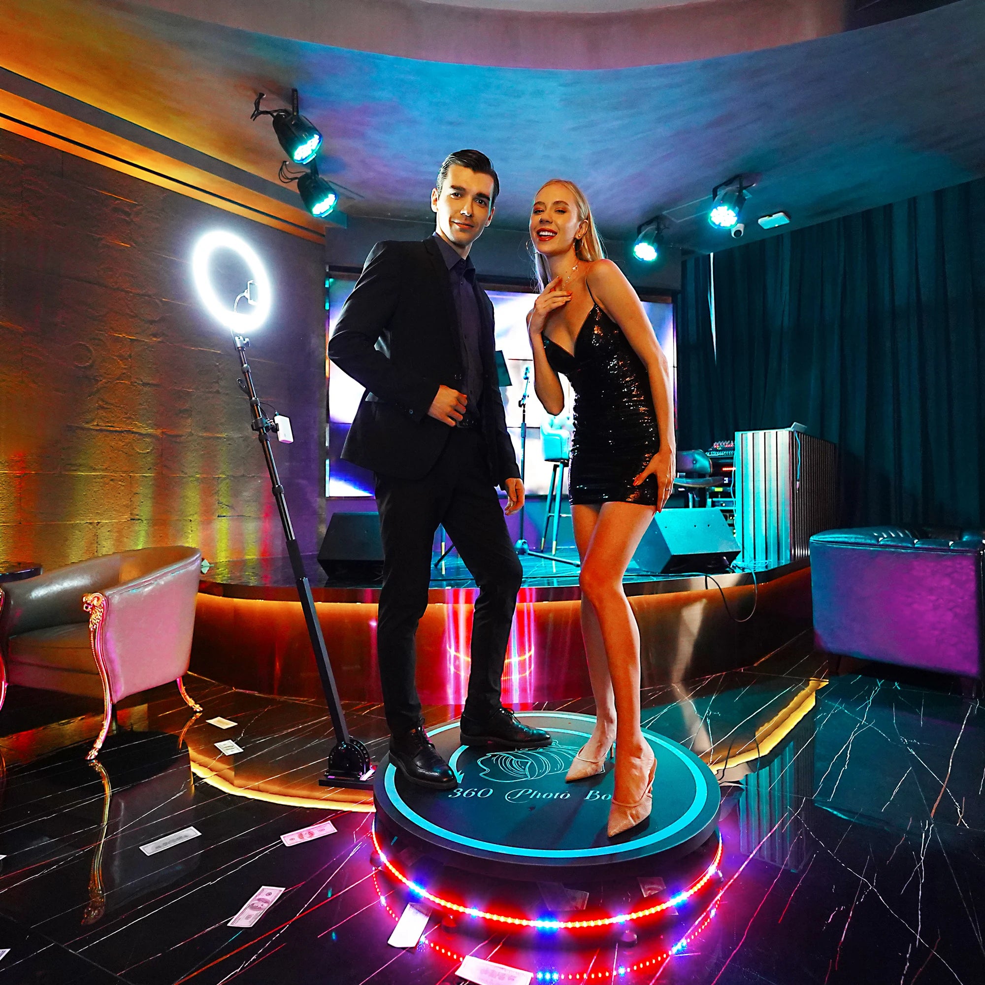 MWE USA Warehouse 360 Photo Booth Standard Model 80 cm 31.5 Inch Automatic Selfie Photobooth With Flight Case for 2-3 Person